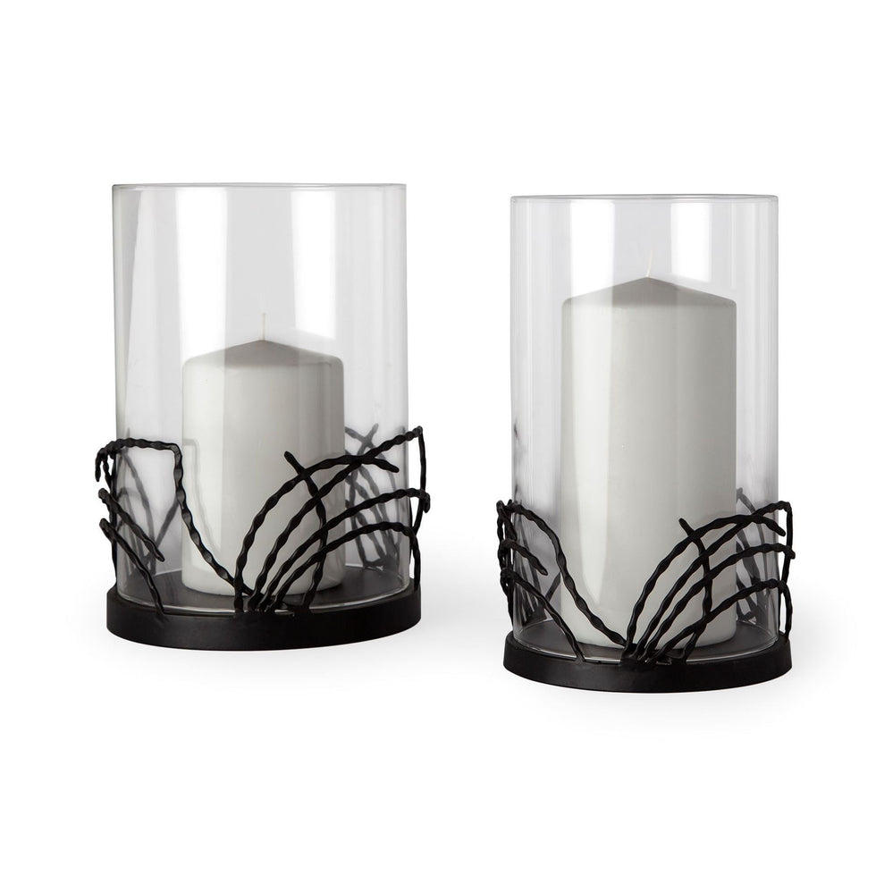 Mercana - Cutlass I Black Metal Base Table Candle Holders (Set of 2)