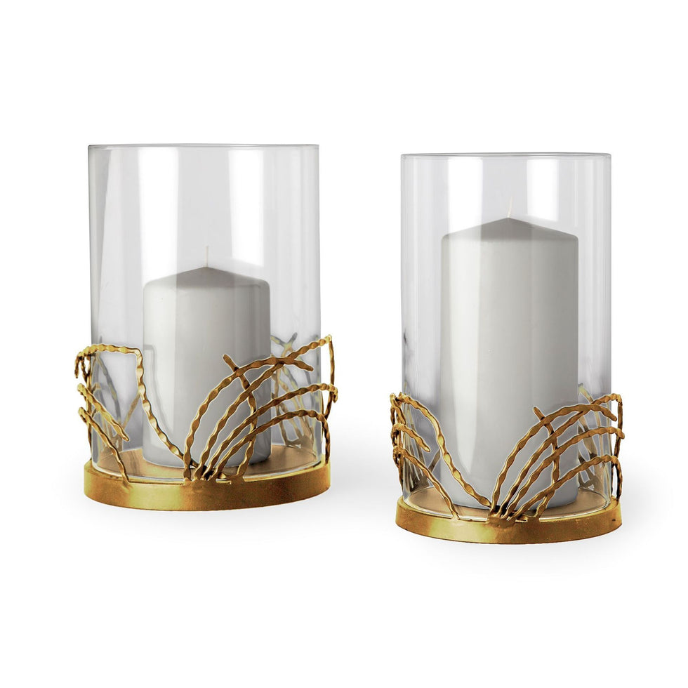 Mercana - Cutlass II Gold Toned Metal Base Table Candle Holders (Set of 2)