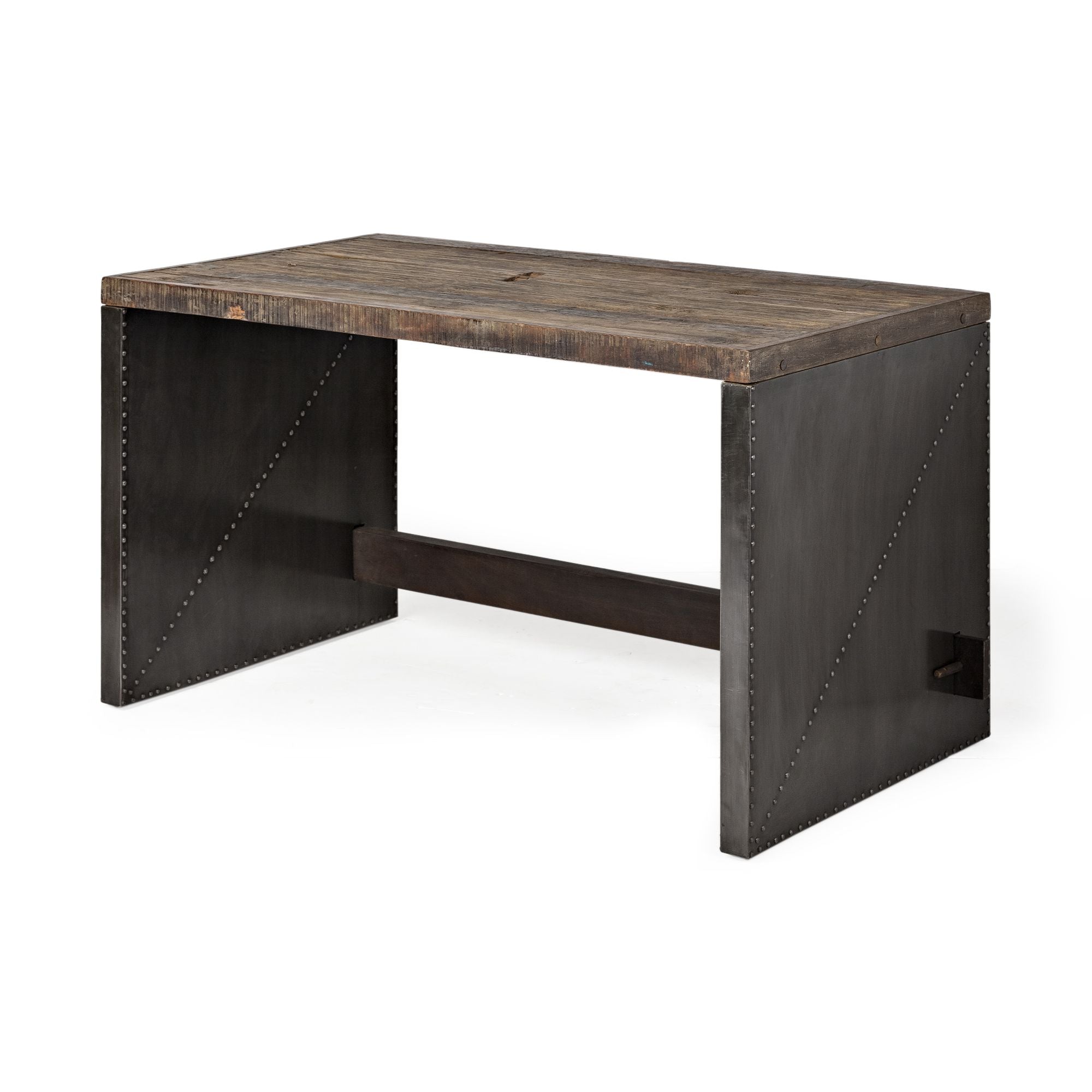 Mercana - Orwell Brown Wood Top Metal Cladded Frame Office Desk