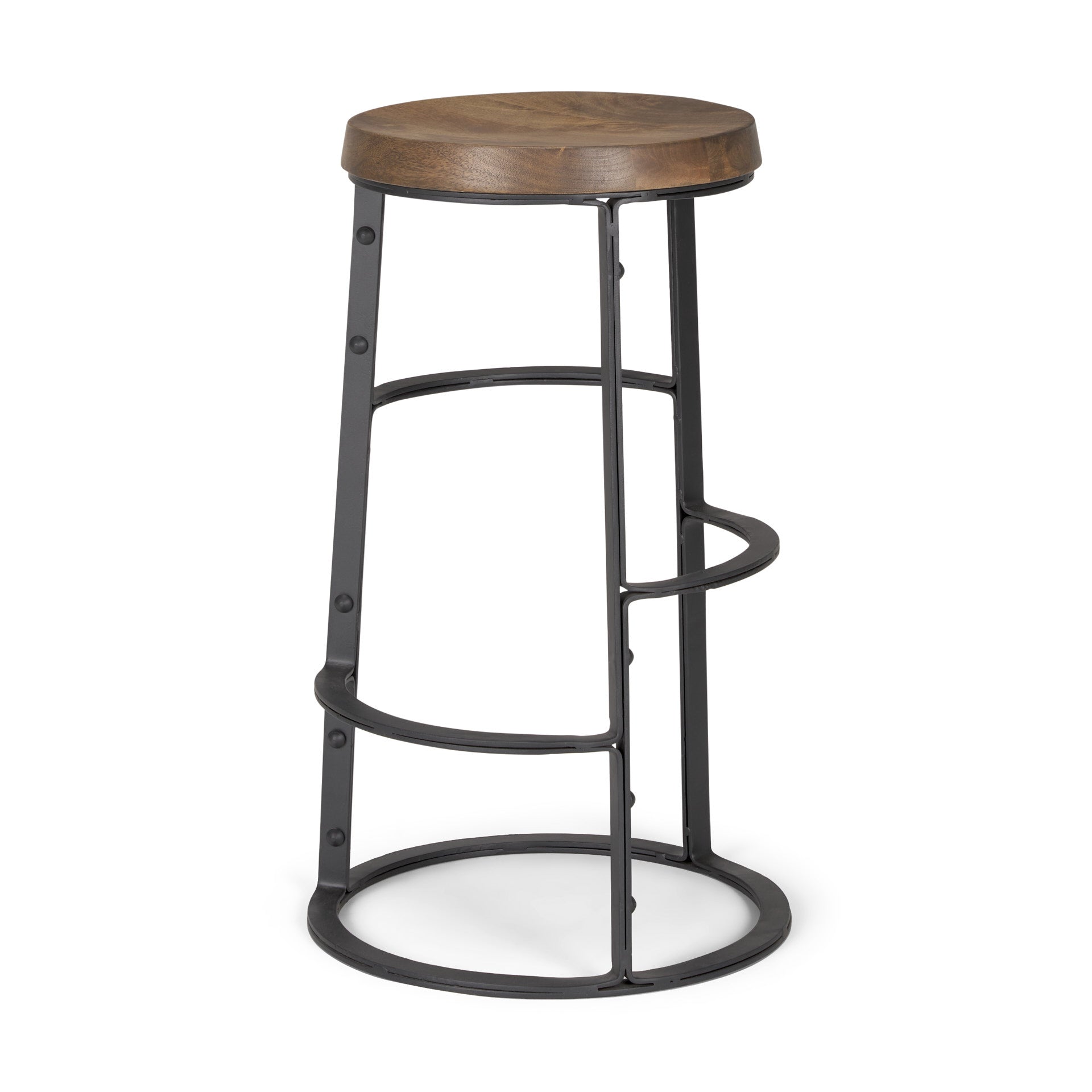 Mercana - Neo Wood Seat Bar/Counter Stool in Black, Solid Wood