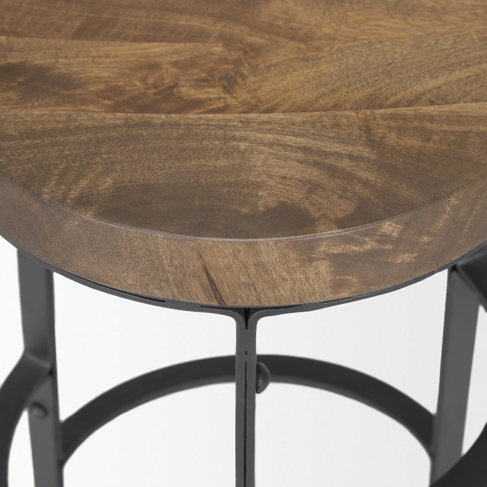 Mercana - Neo Wood Seat Bar/Counter Stool in Black, Solid Wood