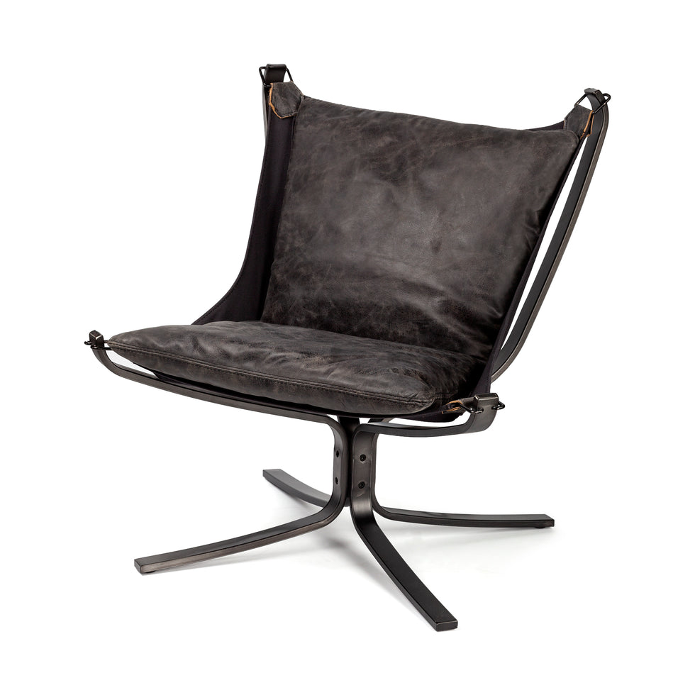 Mercana - Colarado Leather Accent Chair in Black, Iron