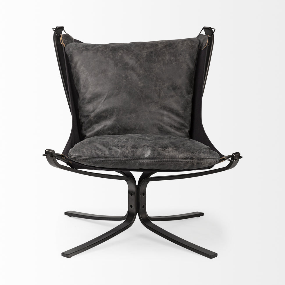 Mercana - Colarado Leather Accent Chair in Black, Iron