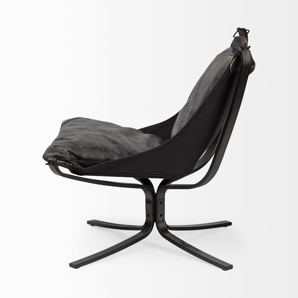 Mercana - Colarado Leather Accent Chair in Black, Iron