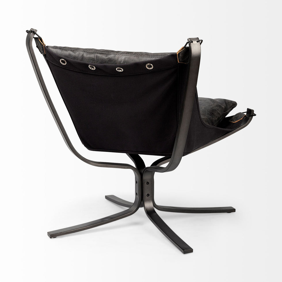 Mercana - Colarado Leather Accent Chair in Black, Iron