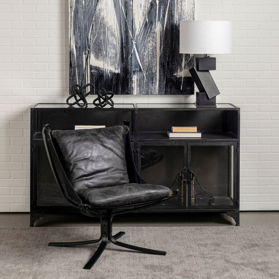Mercana - Colarado Leather Accent Chair in Black, Iron