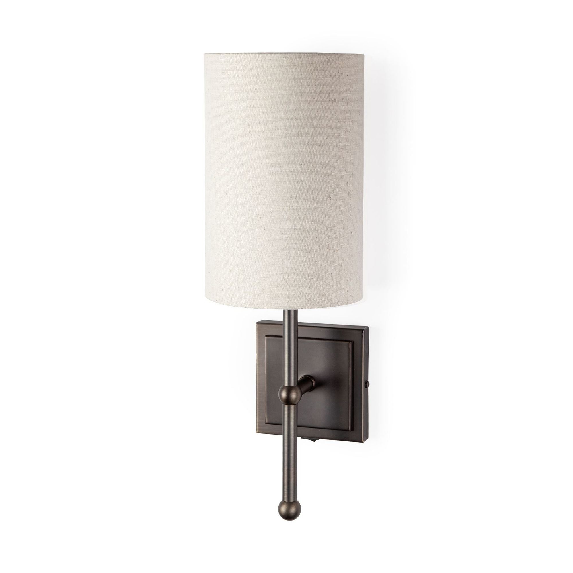 Mercana - Bourgeois II 9x16 White Fabric Shade Brown Metal Base Wall Sconce