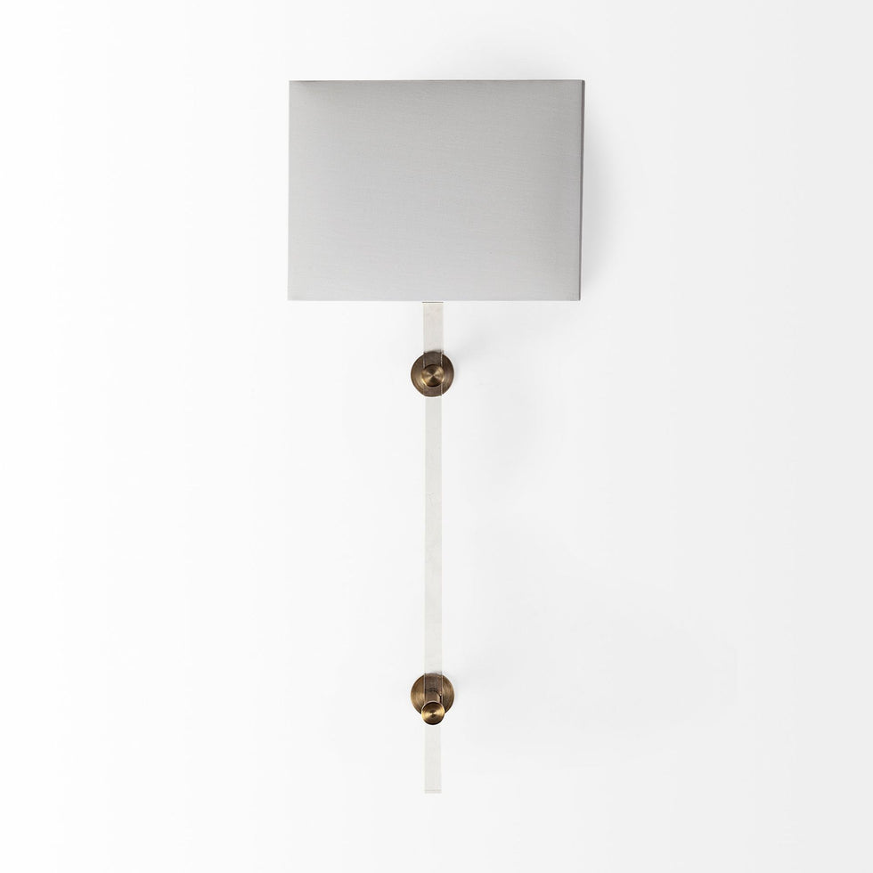 Mercana - Cantabria 12x30 White Shade Brass/Acrylic Wall Sconce