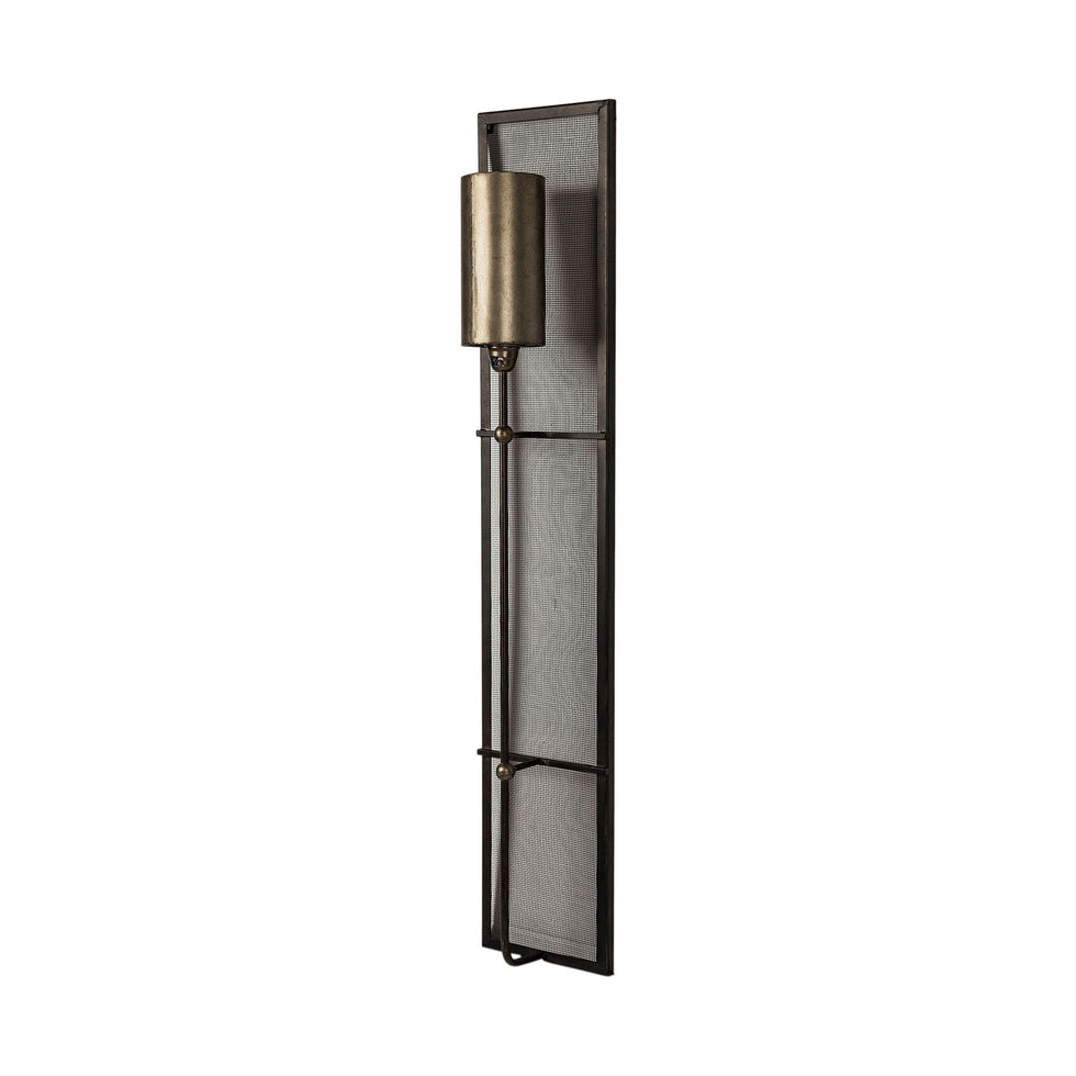 Mercana - Newcomb 7x53.5 Gold/Black Metal Meshed Rectangular Wall Sconce