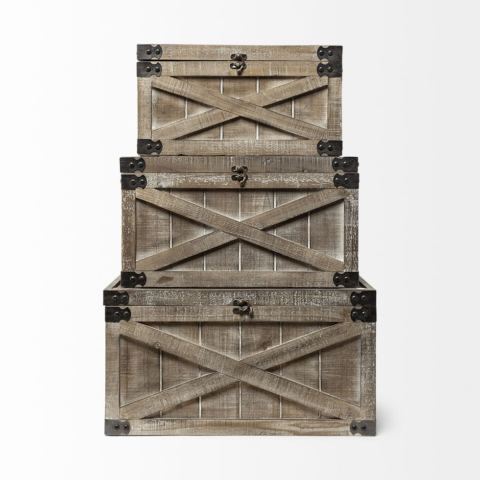 Mercana - Port Moody Brown Wooden Decorative Boxes (Set of 3)