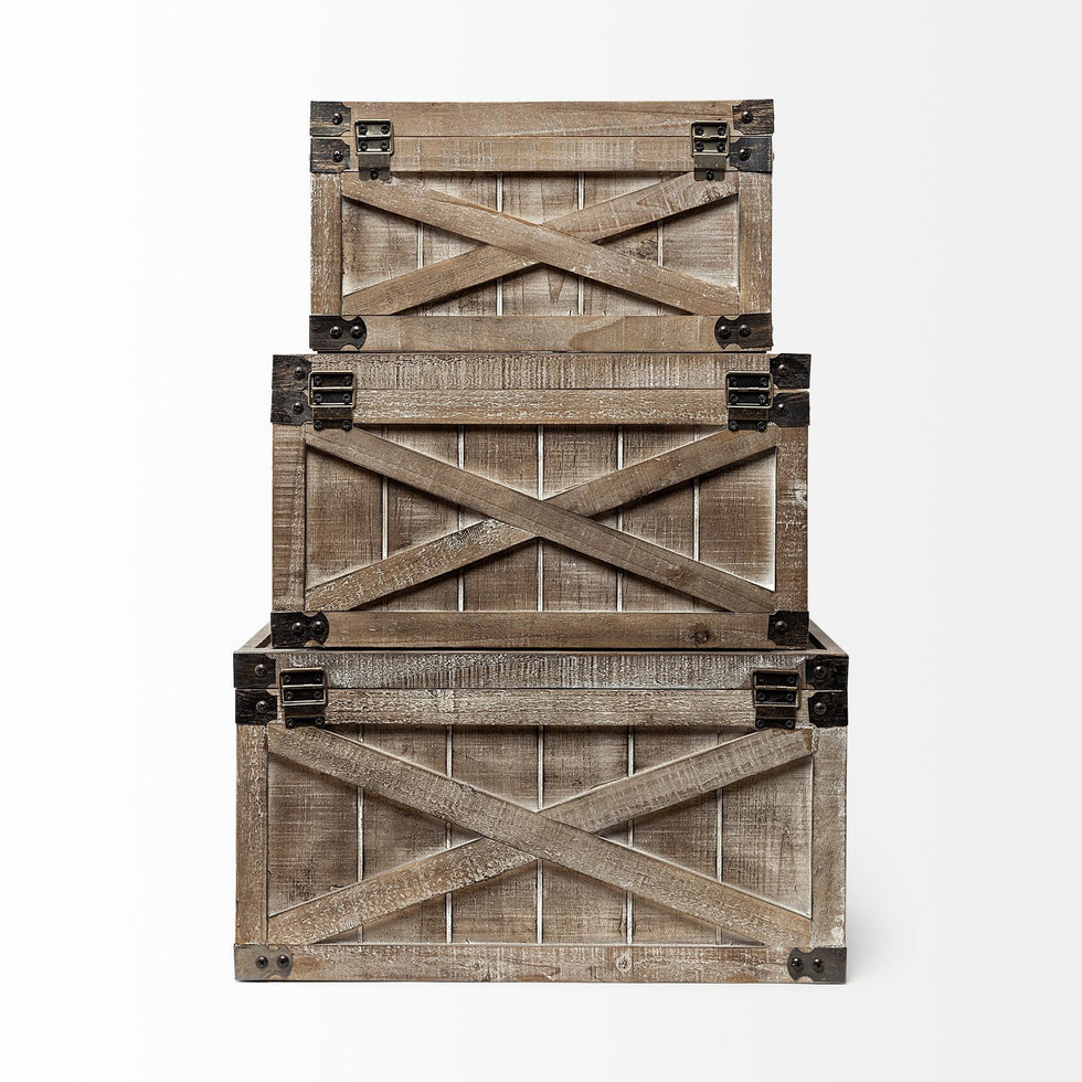 Mercana - Port Moody Brown Wooden Decorative Boxes (Set of 3)