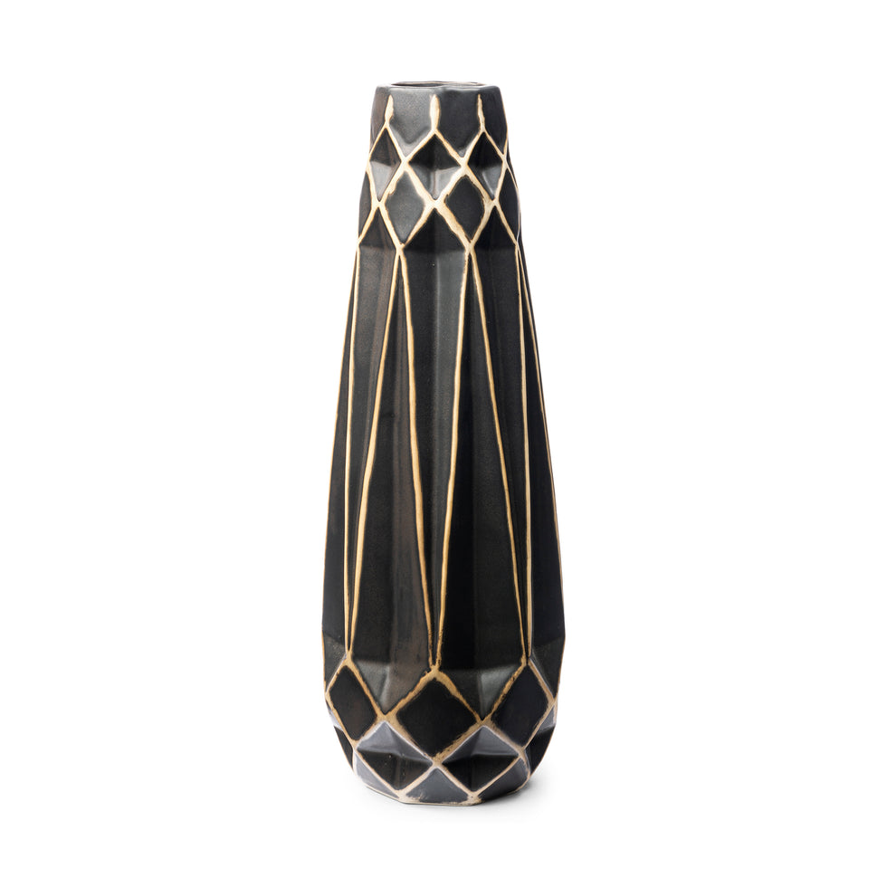 Mercana - Teulia Vase in Black/Gold, Ceramic