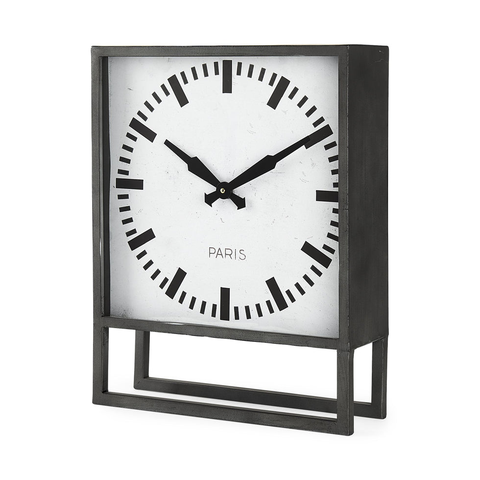 Mercana - Felix Gray Metal Square Table Clock