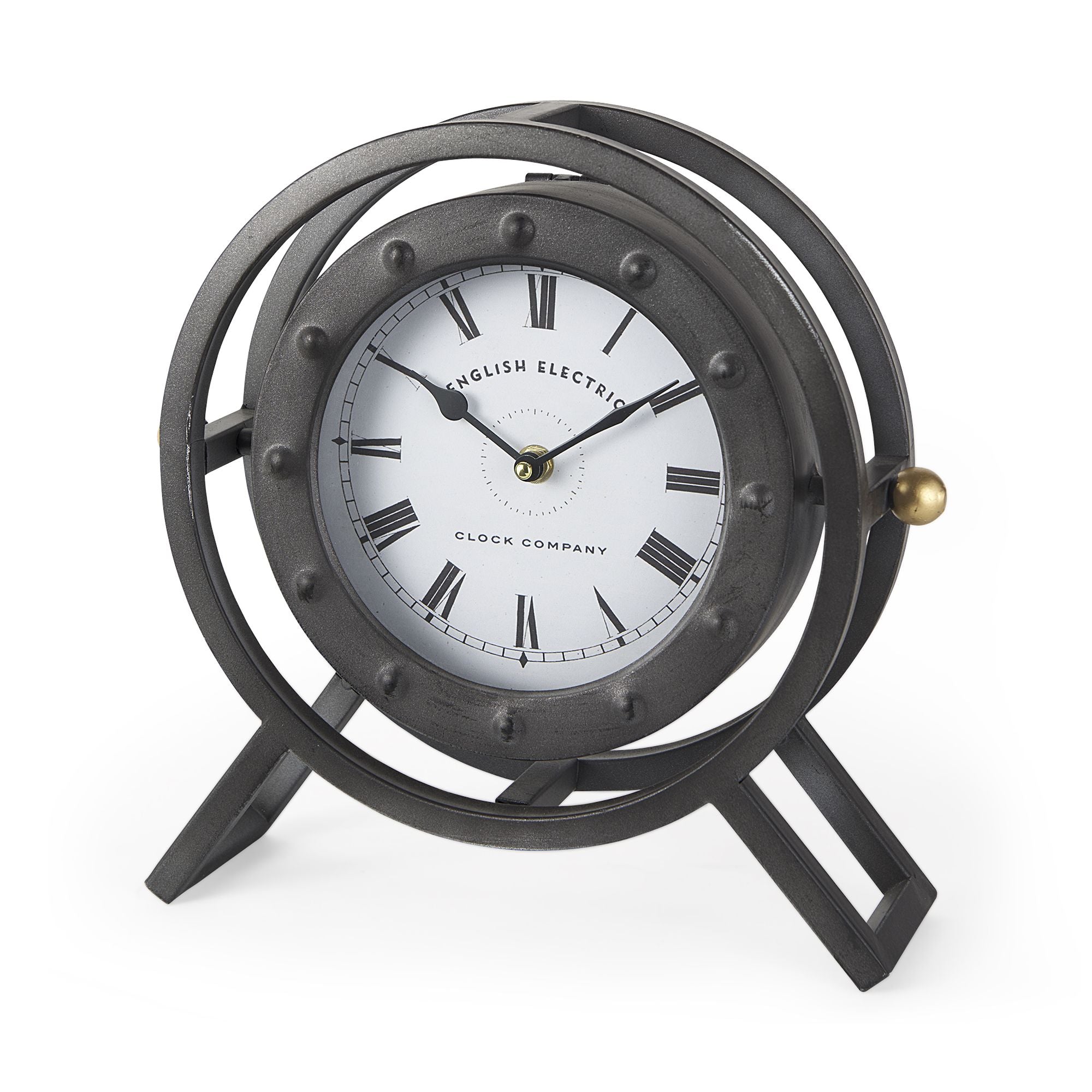 Mercana - Gaston Gray Metal Circular Table Clock