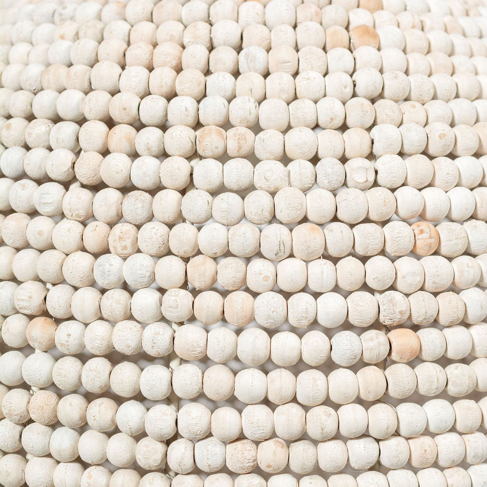 Mercana - Theta White-Washed Wood Beaded Pendant Light