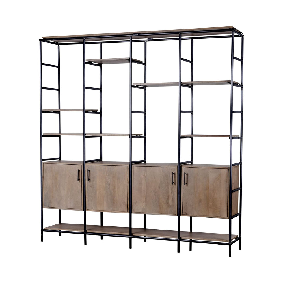Mercana - Darius Medium Brown Wood and Metal Multi-Shelf Shelving Unit