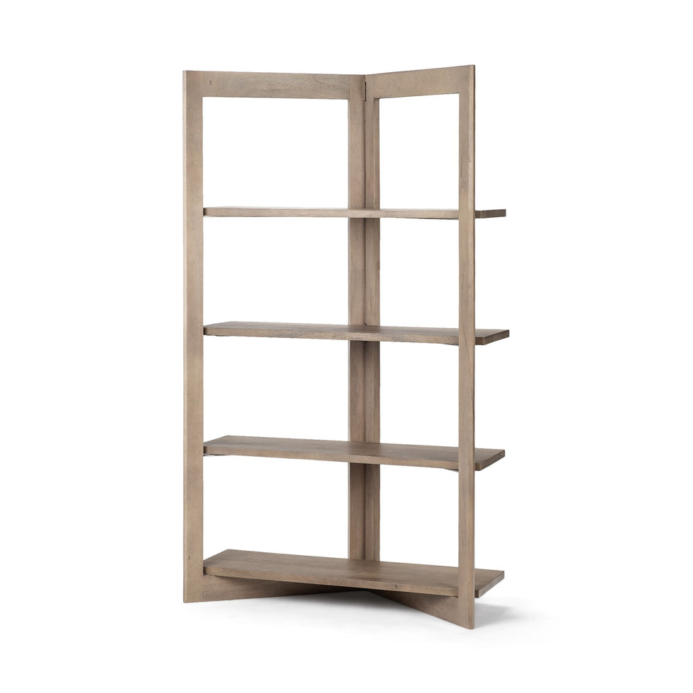 Mercana - Turnbull I Light Brown Wood 4 Shelf Shelving Unit