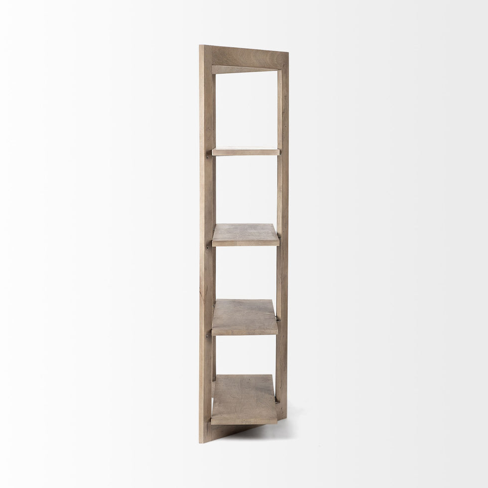 Mercana - Turnbull I Light Brown Wood 4 Shelf Shelving Unit