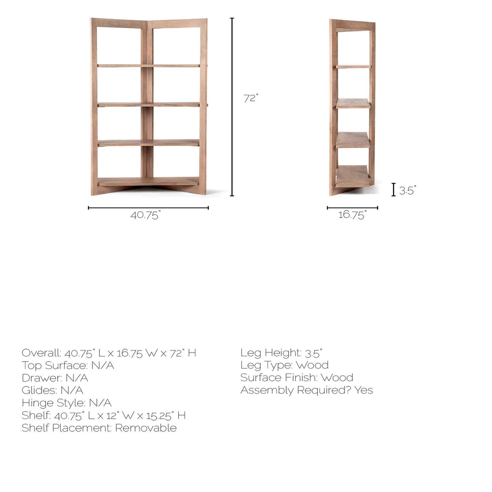 Mercana - Turnbull I Light Brown Wood 4 Shelf Shelving Unit