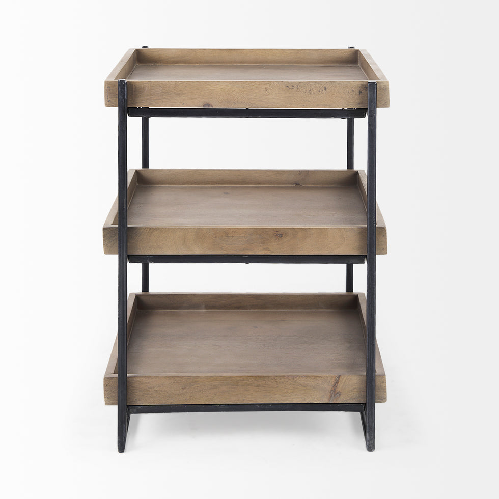 Mercana - Trey Accent Table in Brown, Solid Wood