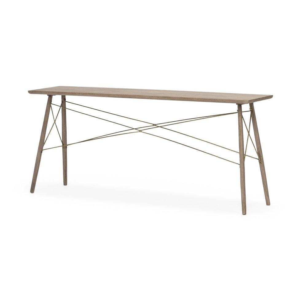 Mercana - Kirby I Brown Wooden Cross Braced Console Table