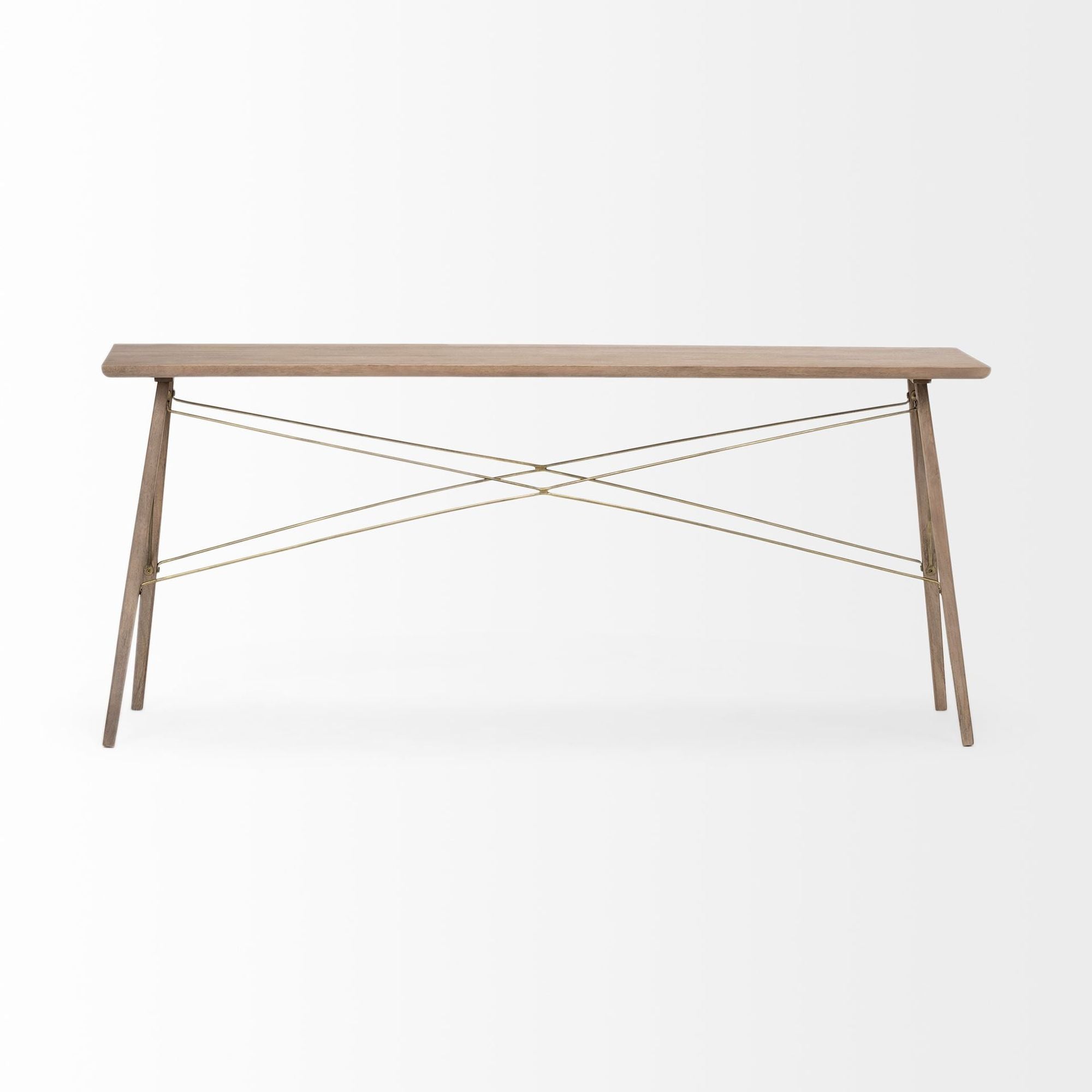 Mercana - Kirby I Brown Wooden Cross Braced Console Table