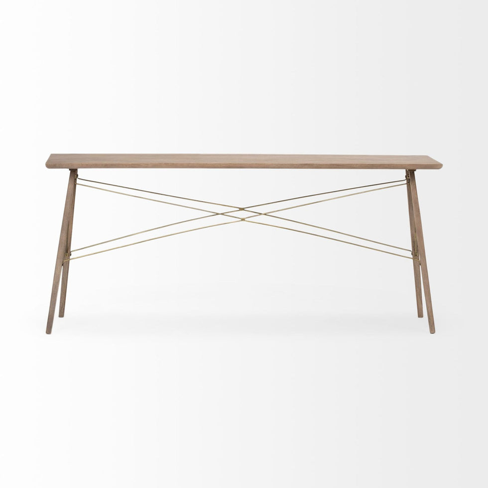 Mercana - Kirby I Brown Wooden Cross Braced Console Table