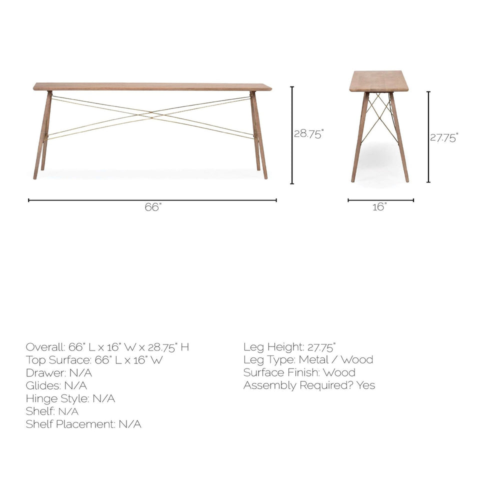 Mercana - Kirby I Brown Wooden Cross Braced Console Table
