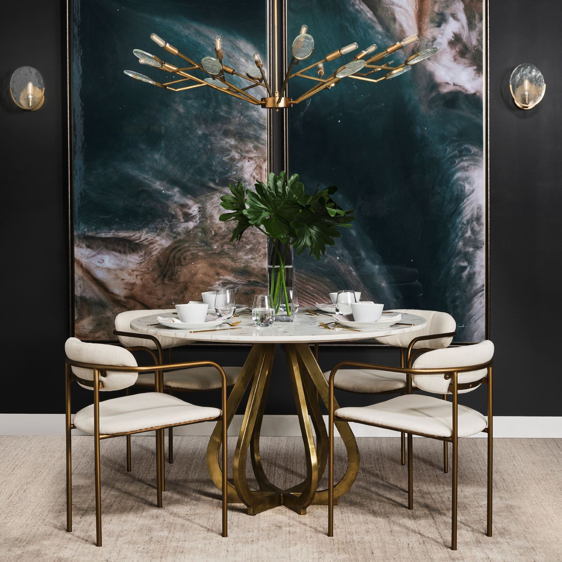 Mercana - Laurent Dining Table in White, Stone