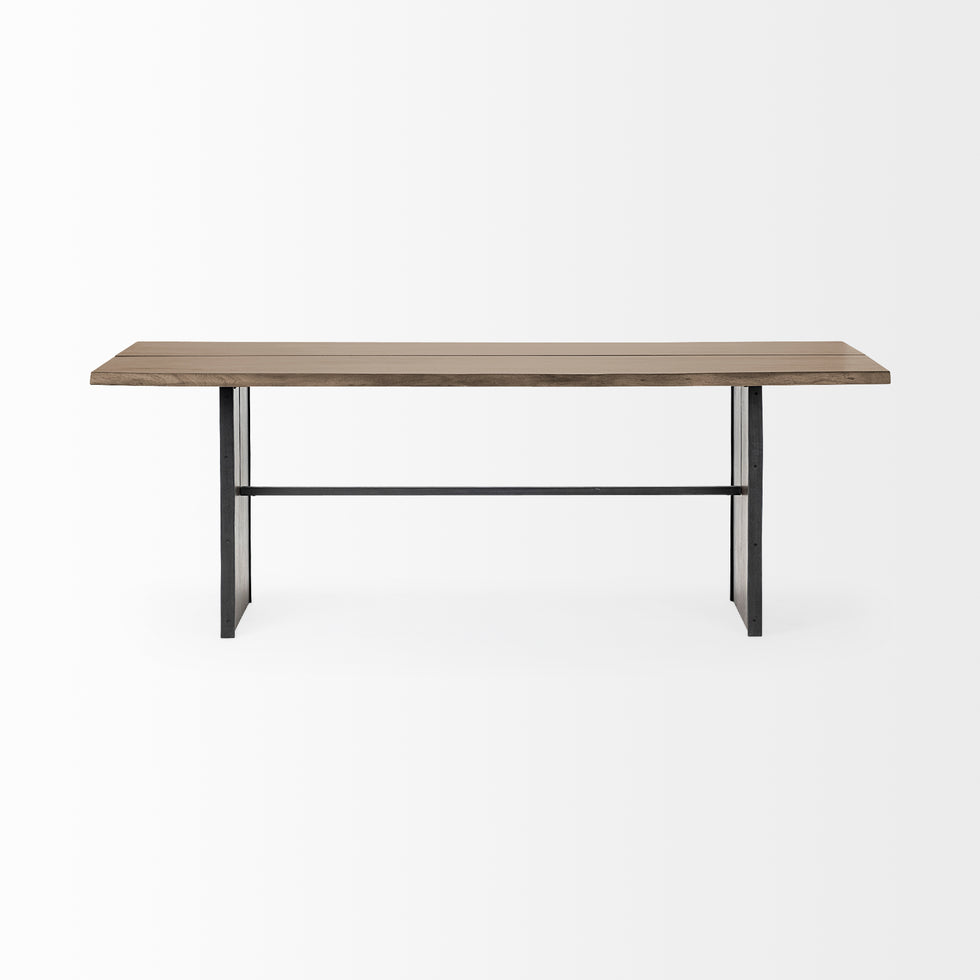Mercana - Ledger Dining Table in Brown, Solid Wood