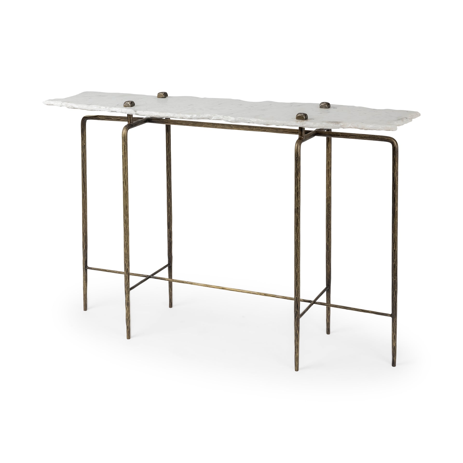 Mercana - Pinera Console Table in Gold/White, Iron