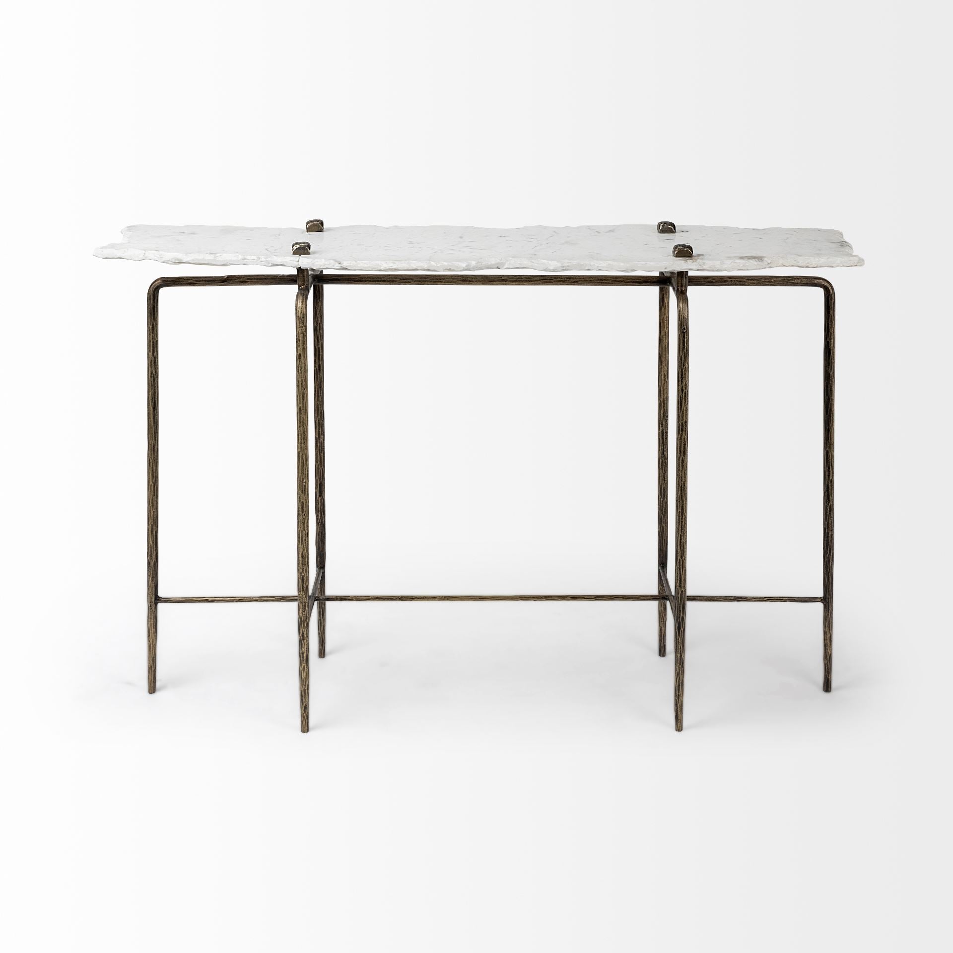 Mercana - Pinera Console Table in Gold/White, Iron
