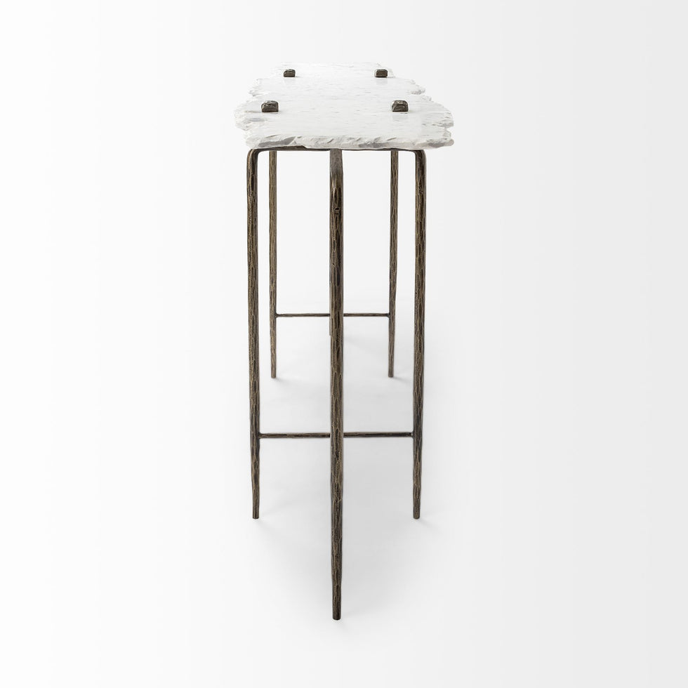Mercana - Pinera Console Table in Gold/White, Iron
