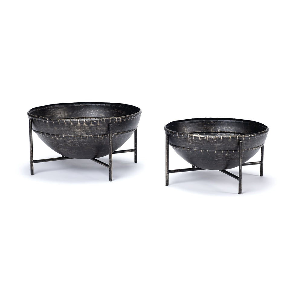 Mercana - Cauldron Brown Metal Bowls (Set of 2)
