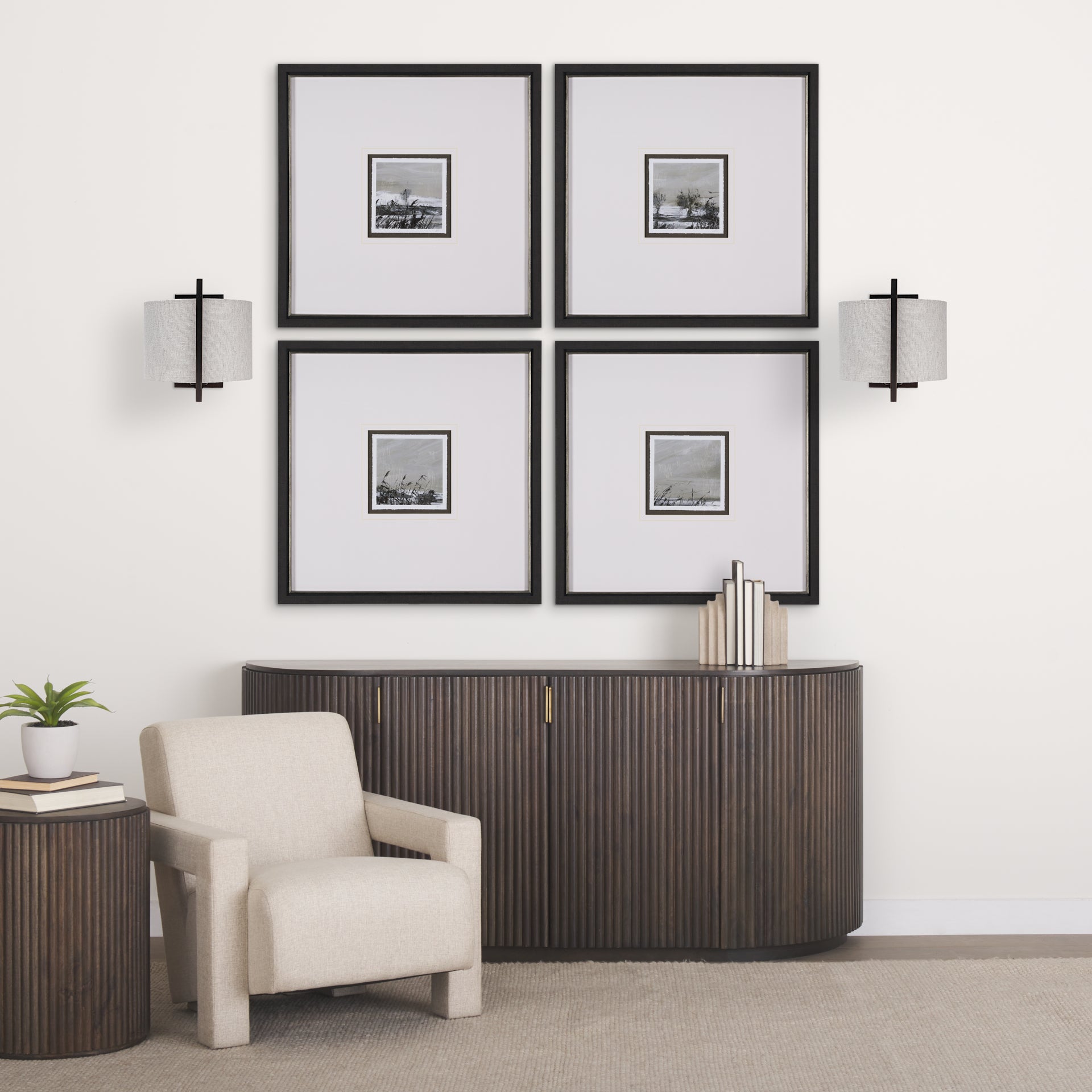 Mercana - Smithe Wall Sconce in Black, Fabric