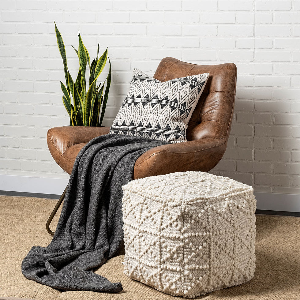 Mercana - Leroy Pouf in Cream, Wool