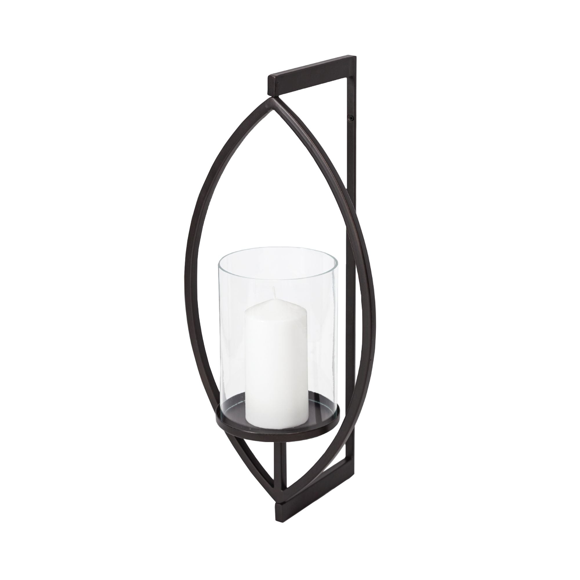 Mercana - Drax 22"H Black Metal Wall Candle Holder