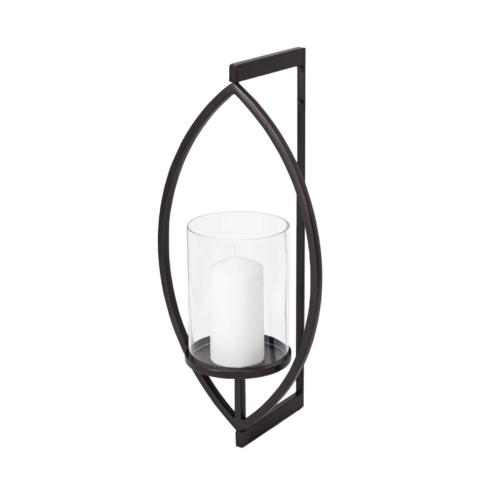 Mercana - Drax 22"H Black Metal Wall Candle Holder