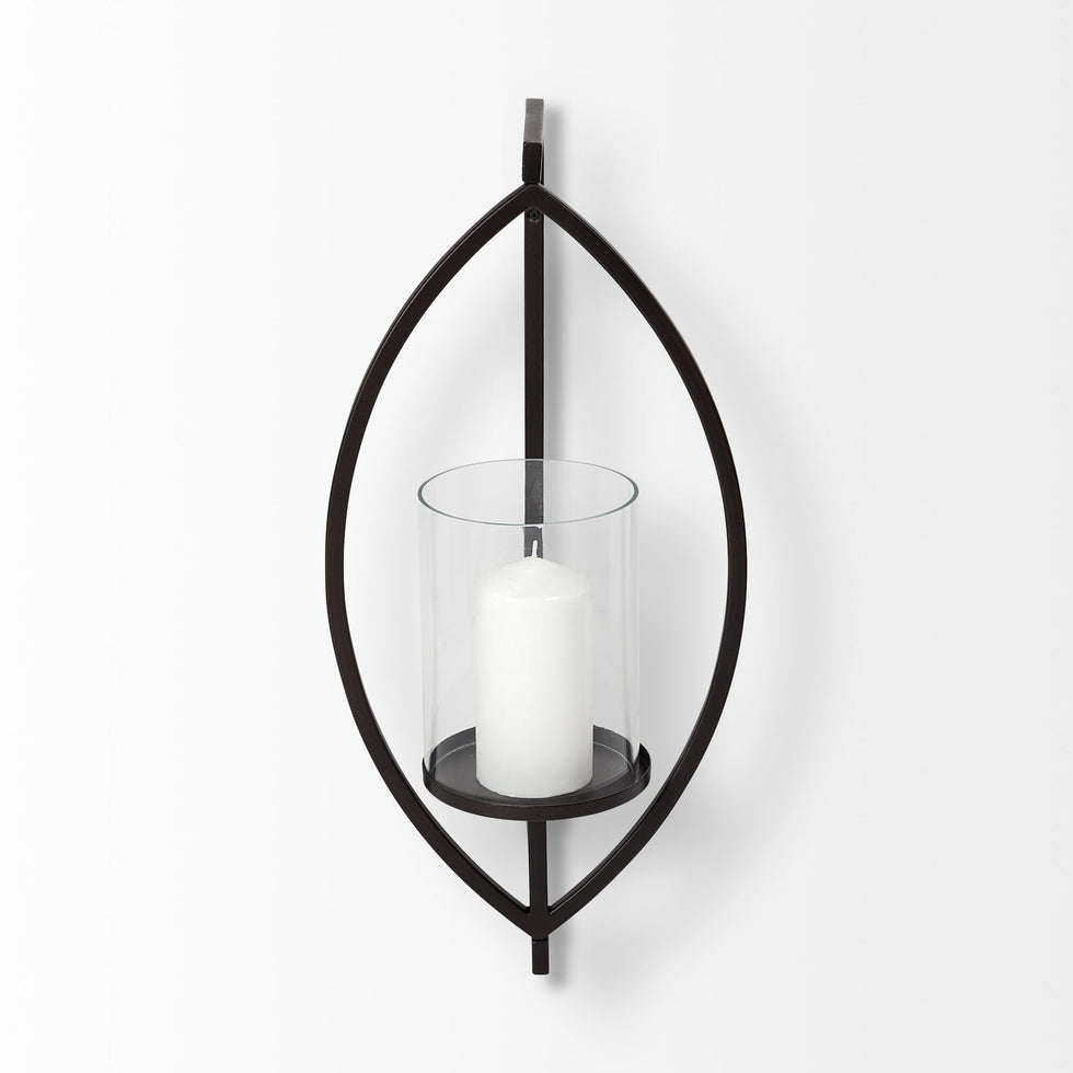 Mercana - Drax 22"H Black Metal Wall Candle Holder