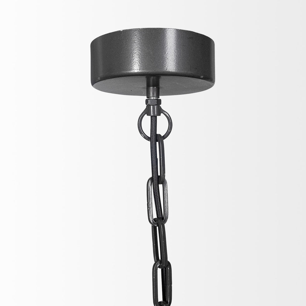 Mercana - Liam I Black Wooden Bead Bowl-Style Four Bulb Chandelier