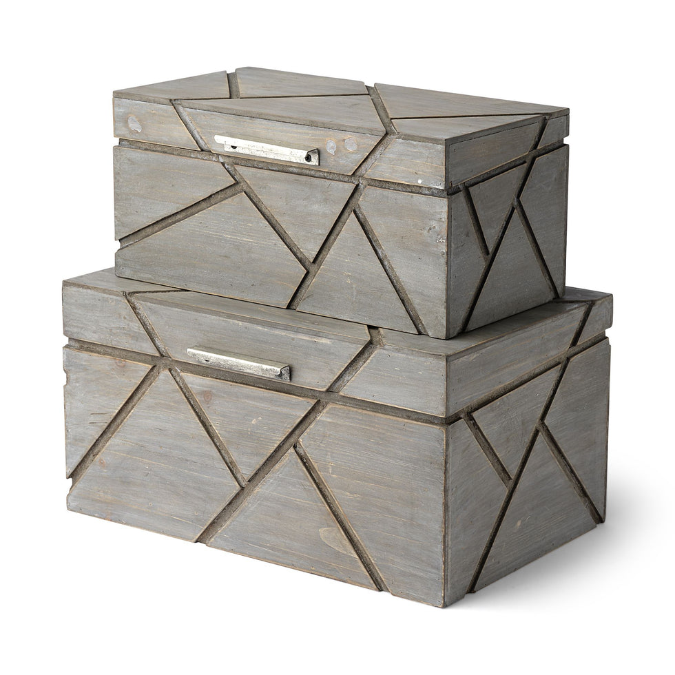 Mercana - Niobe 16L x 11W Gray Wooden Nesting Boxes (Set of 2)