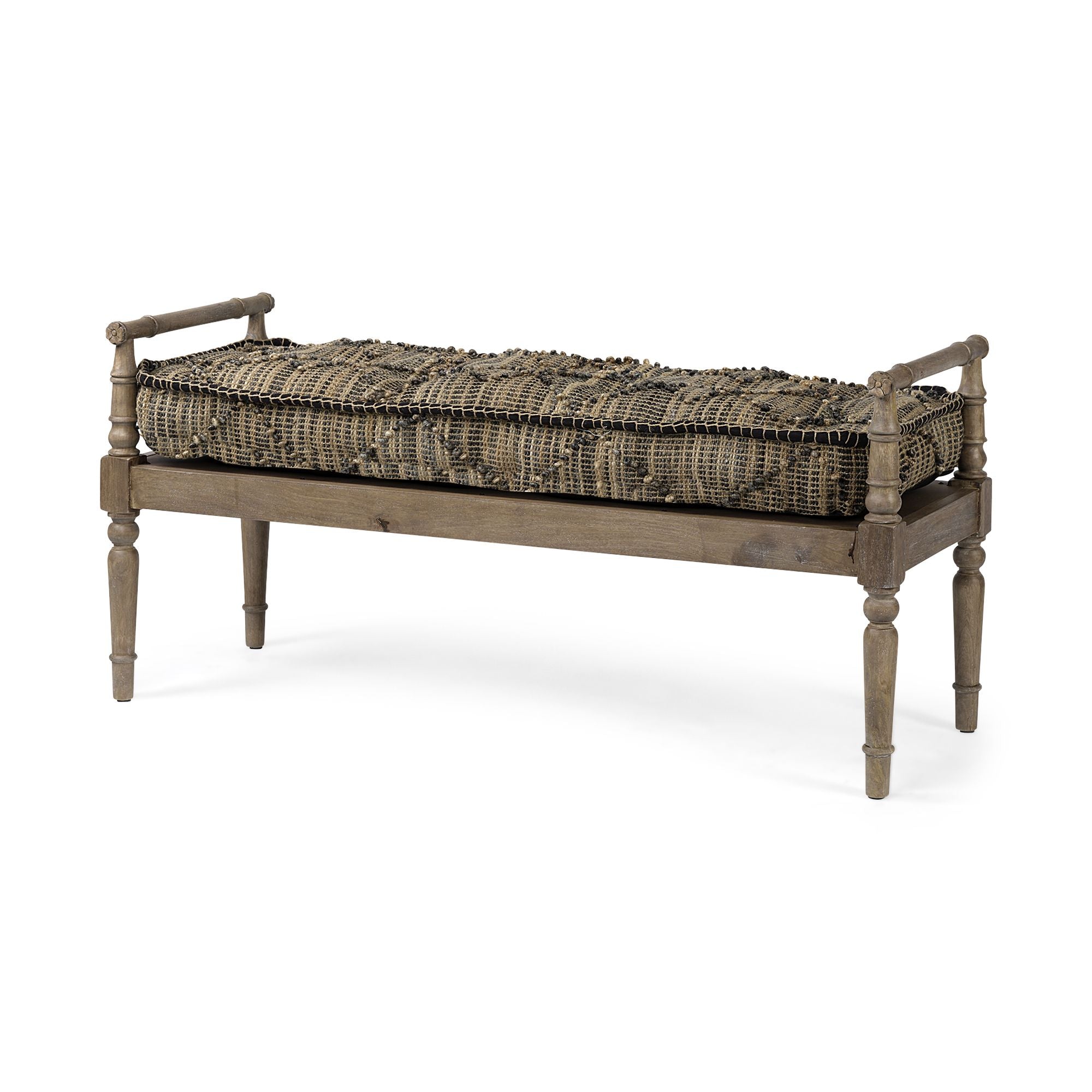 Mercana - Fullerton Bench with Brown Wood Base in Jute