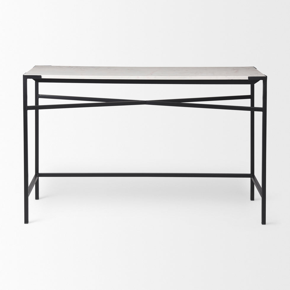 Mercana - Lucas Console Table in Black/White, Iron