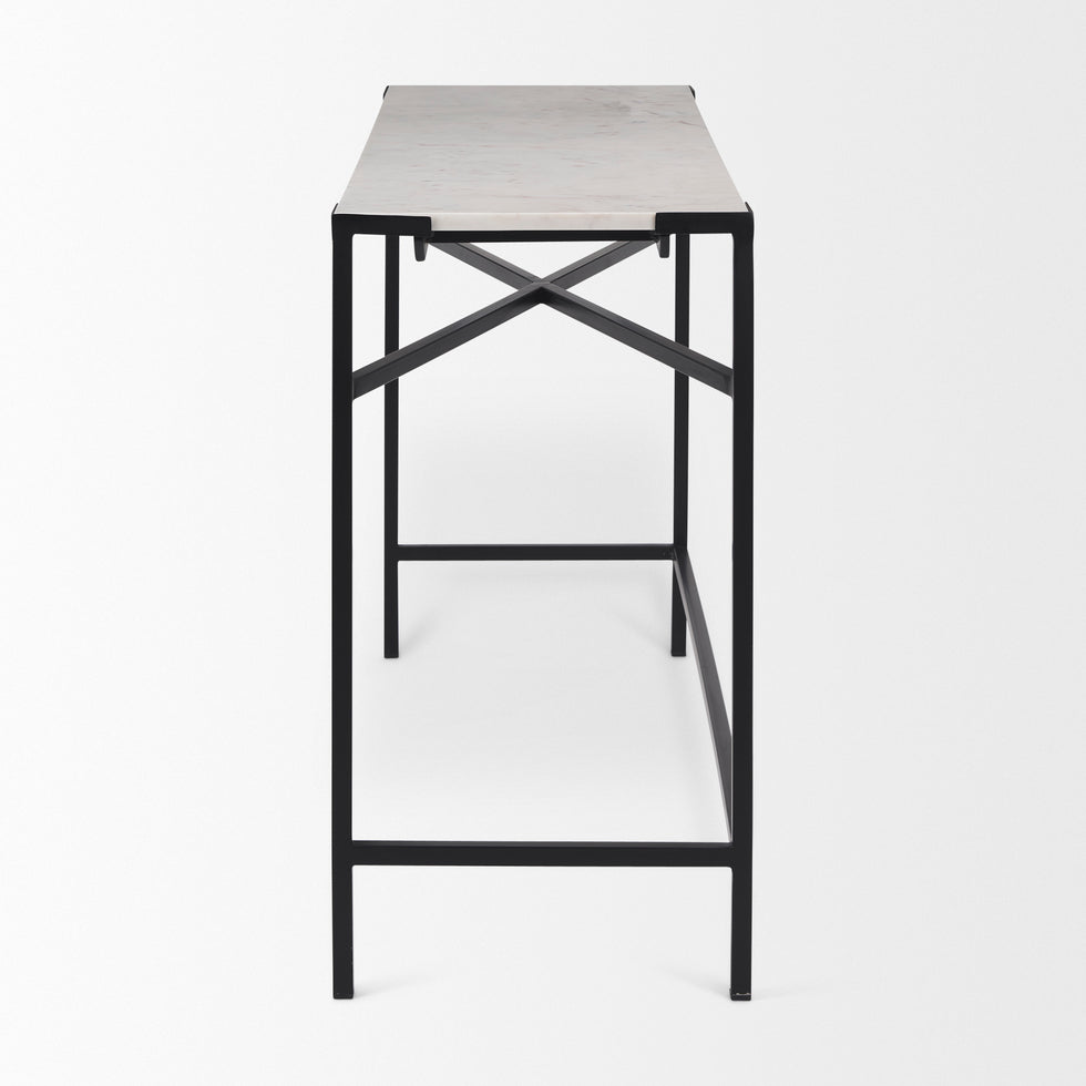 Mercana - Lucas Console Table in Black/White, Iron