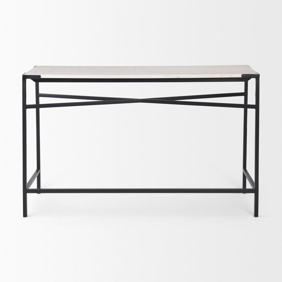 Mercana - Lucas Console Table in Black/White, Iron