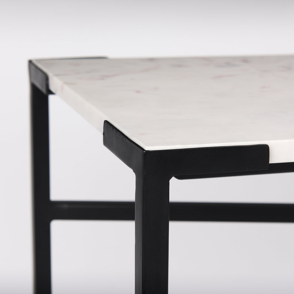 Mercana - Lucas Console Table in Black/White, Iron