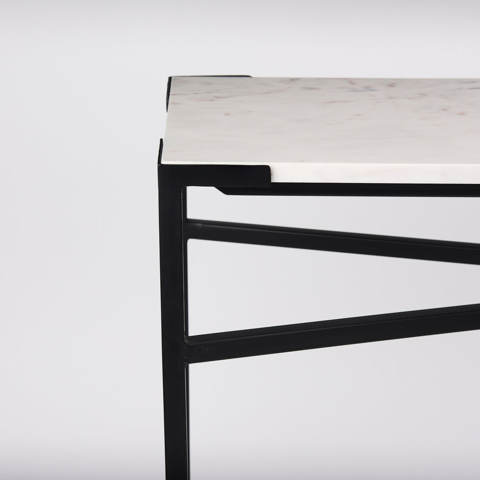 Mercana - Lucas Console Table in Black/White, Iron