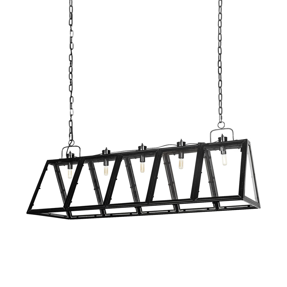 Mercana - Antigon II Black Metal and Glass Five Bulb Chandelier