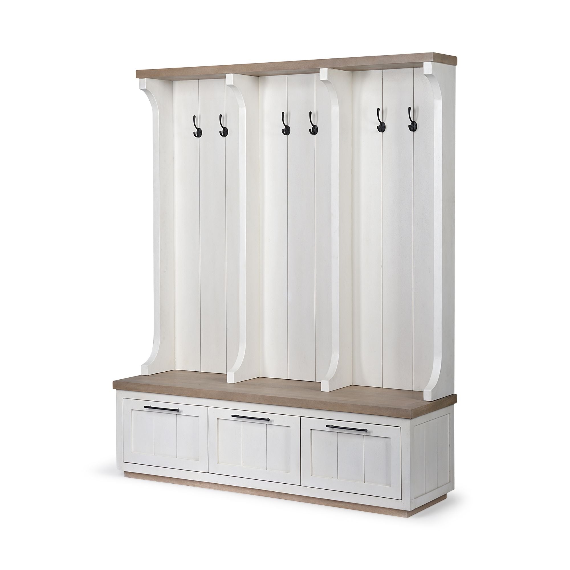Mercana - Fairview IV White And Brown Wood With Storage Hall Tree