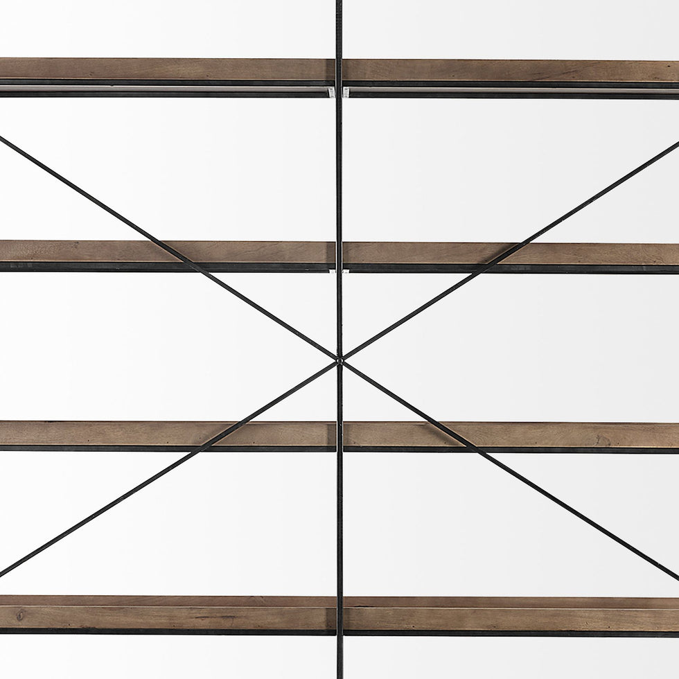 Mercana - Trey IV Medium Brown Wood and Iron 5 Tray Shelf Shelving Unit